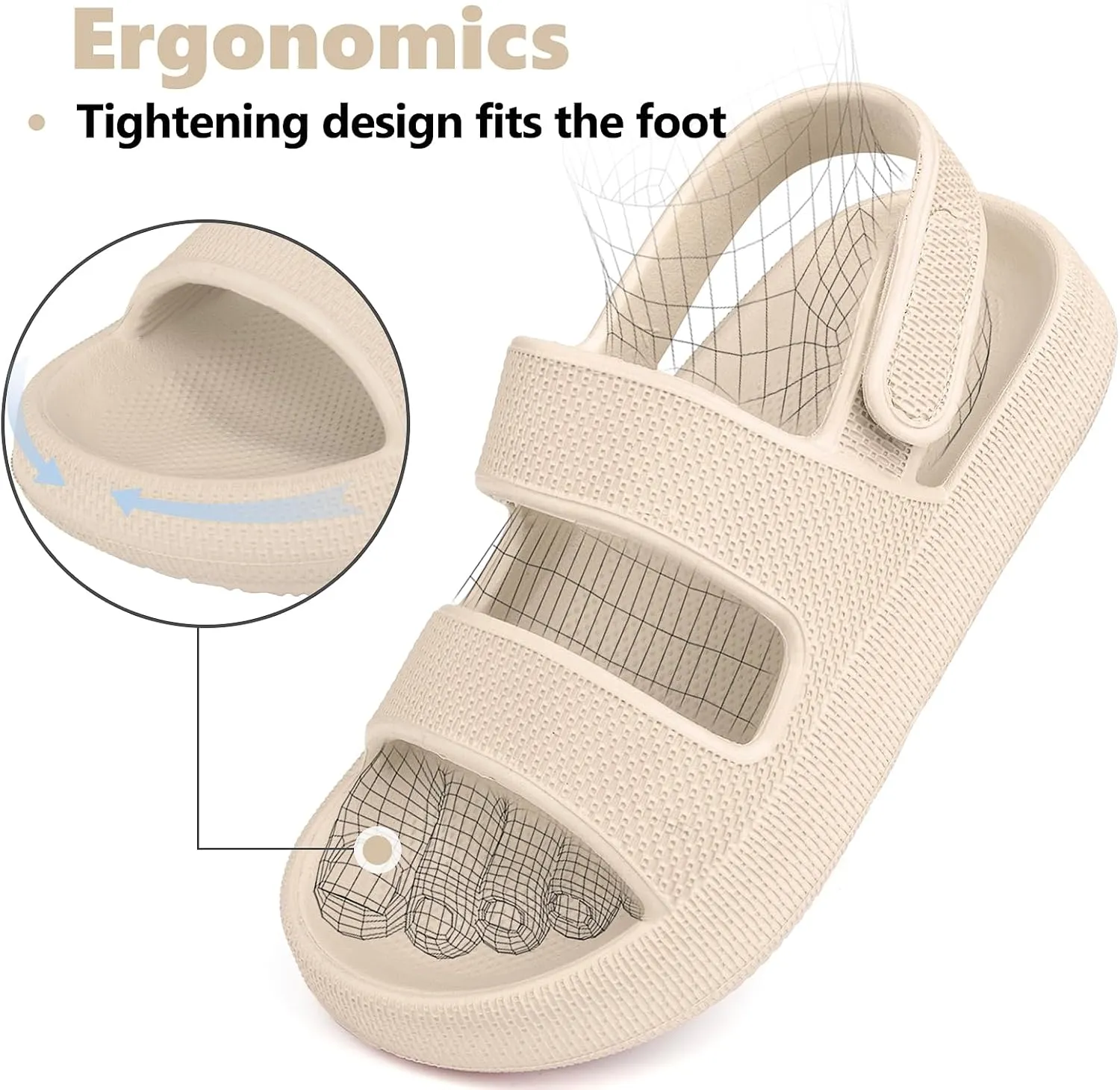 Kids Cloud Sandals丨Boys Girls Slide Sandals丨Unisex-Child EVA Thick Sole Water Sandals with Adjustable Backstrap丨Double Strap Summer Shoes
