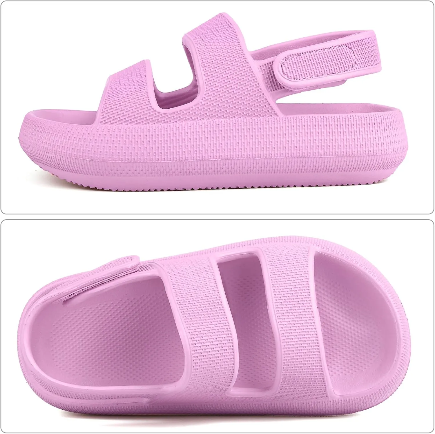 Kids Cloud Sandals丨Boys Girls Slide Sandals丨Unisex-Child EVA Thick Sole Water Sandals with Adjustable Backstrap丨Double Strap Summer Shoes