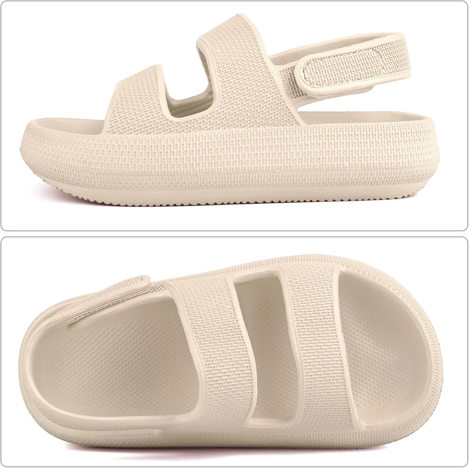 Kids Cloud Sandals丨Boys Girls Slide Sandals丨Unisex-Child EVA Thick Sole Water Sandals with Adjustable Backstrap丨Double Strap Summer Shoes