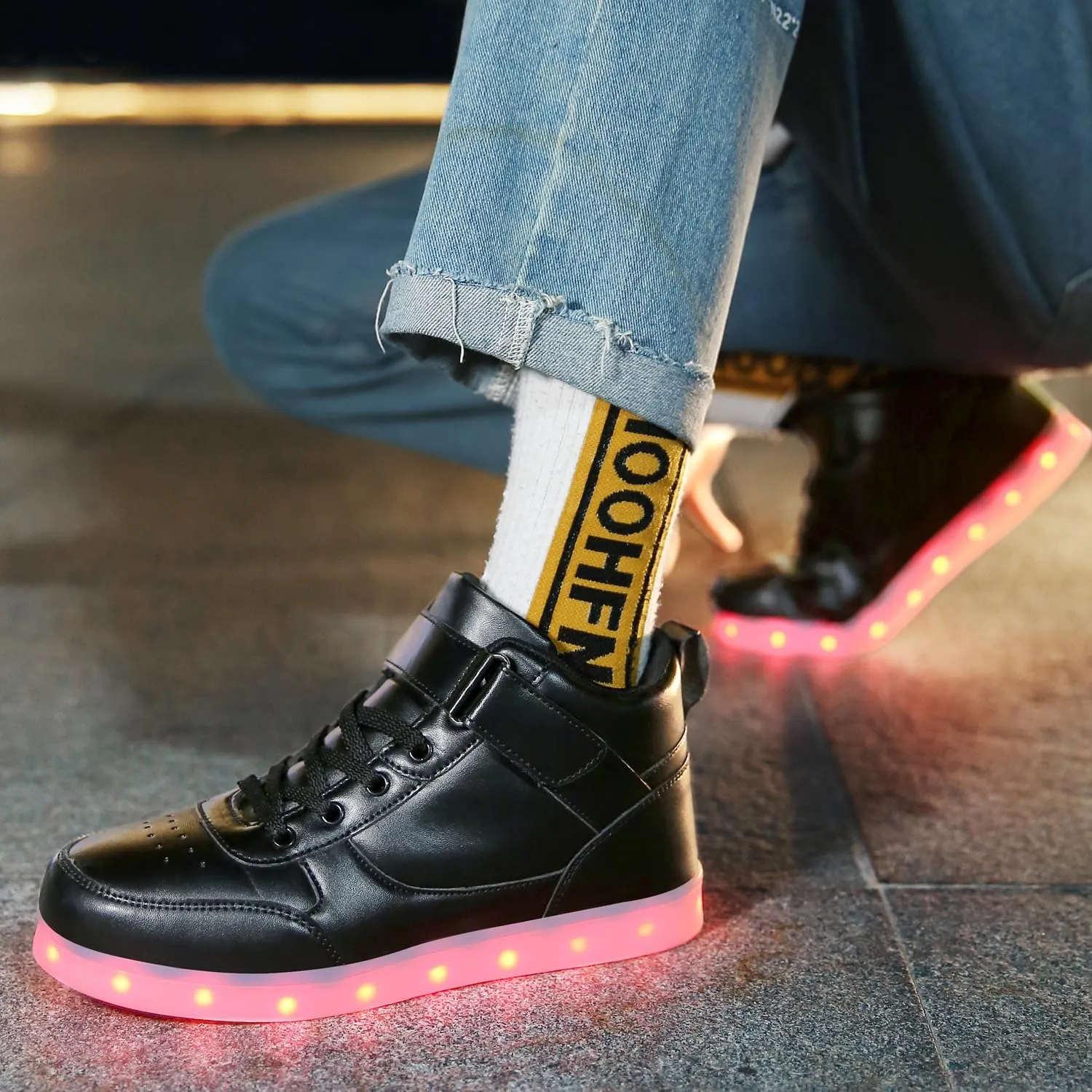 Kids Light up Shoes Led Shoes for Boys Girls USB Charging Flashing Trainers High Top Sneakers