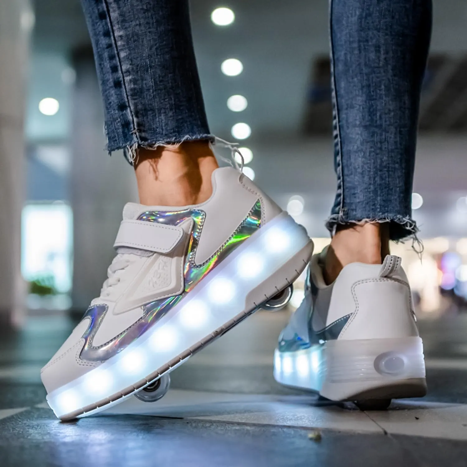 Kids Light Up Shoes with Wheels USB Chargable Colorful Light Up Roller Skate Shoes