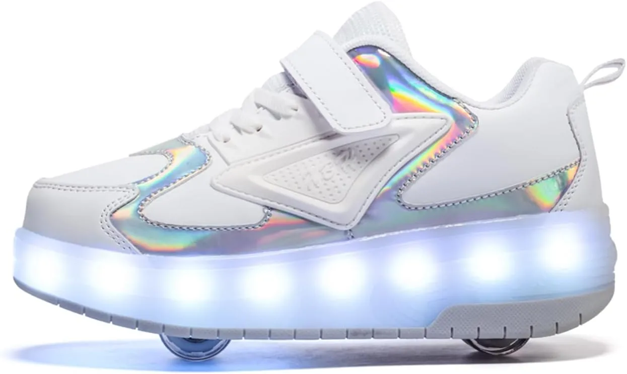 Kids Light Up Shoes with Wheels USB Chargable Colorful Light Up Roller Skate Shoes
