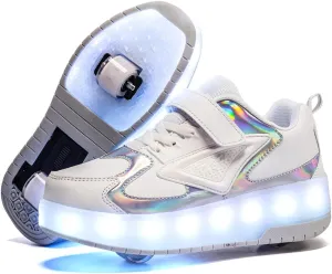 Kids Light Up Shoes with Wheels USB Chargable Colorful Light Up Roller Skate Shoes