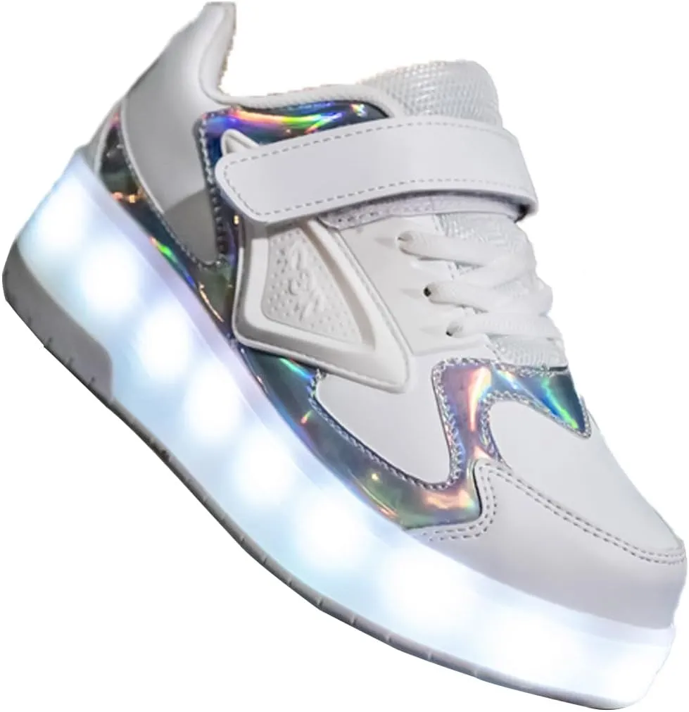 Kids Light Up Shoes with Wheels USB Chargable Colorful Light Up Roller Skate Shoes
