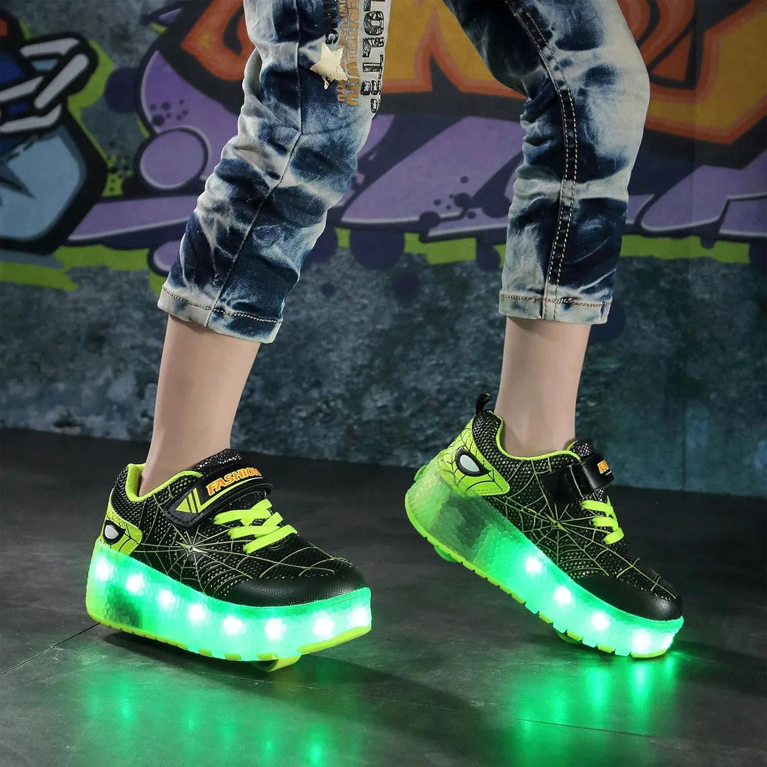 Kids Shoes with Double Wheels - Upgraded Kids Roller Shoes for Gifts, Retractable Wheels Skateboarding Shoes for Kids Sneakers Light Up Rechargeable for Birthday Party Gift