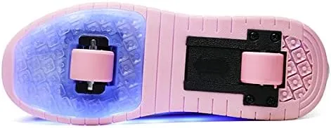 Kids Shoes with Double Wheels - Upgraded Kids Roller Shoes for Gifts, Retractable Wheels Skateboarding Shoes for Kids Sneakers Light Up Rechargeable for Birthday Party Gift