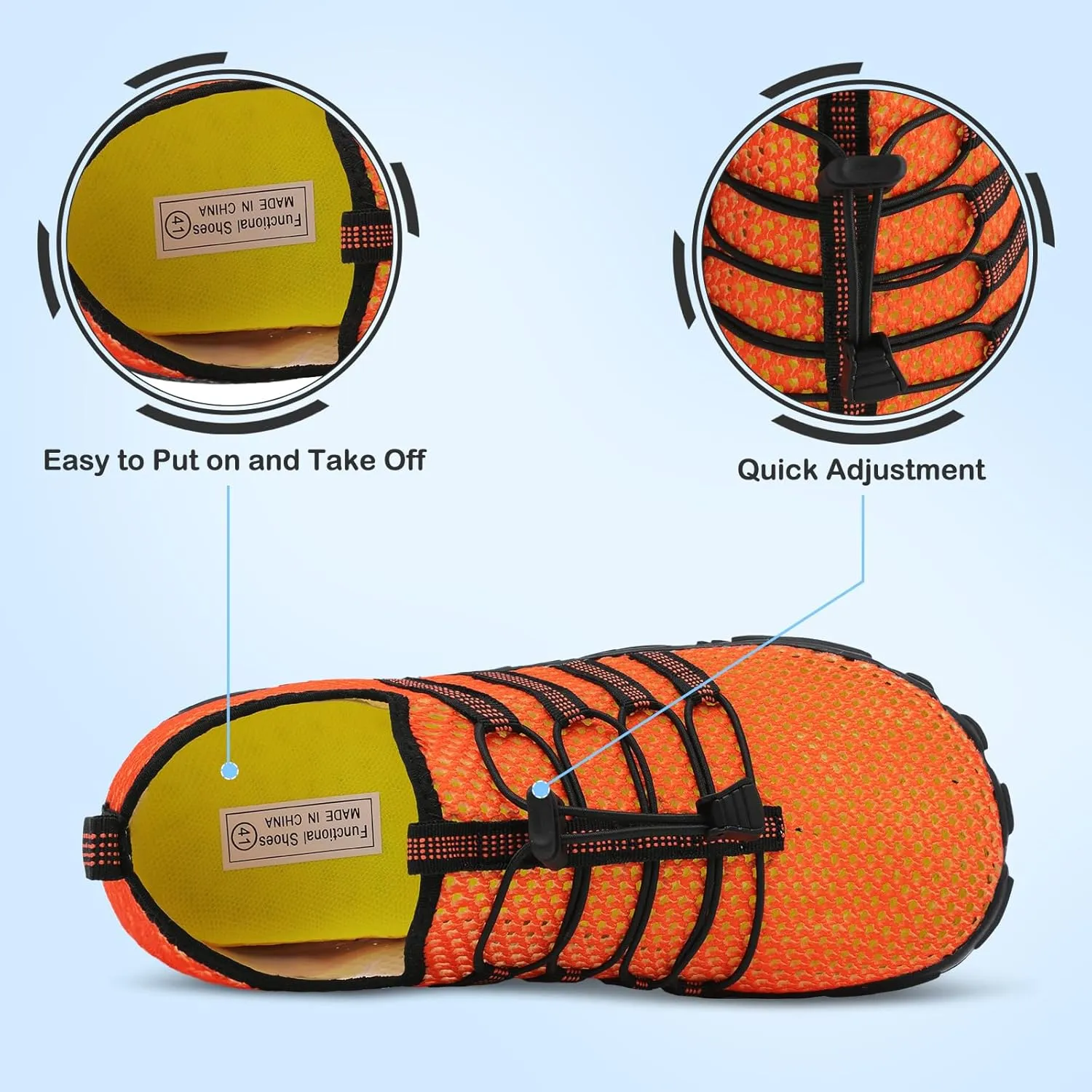 L-RUN Barefoot Water Shoes Women Mens Aqua Sock Athletic Hiking Water Sports Shoes for Swim Beach Pool Sand Diving Walking
