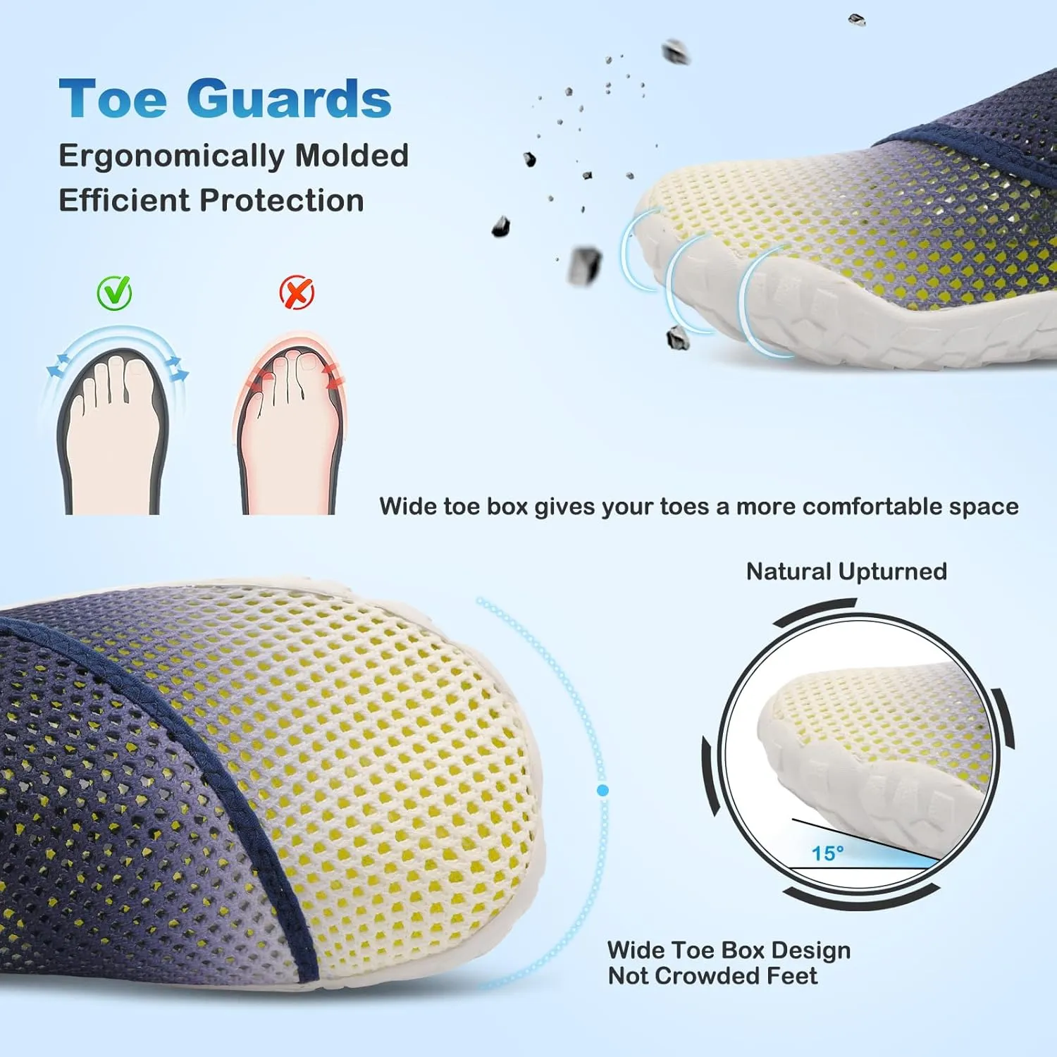 L-RUN Barefoot Water Shoes Women Mens Aqua Sock Athletic Hiking Water Sports Shoes for Swim Beach Pool Sand Diving Walking