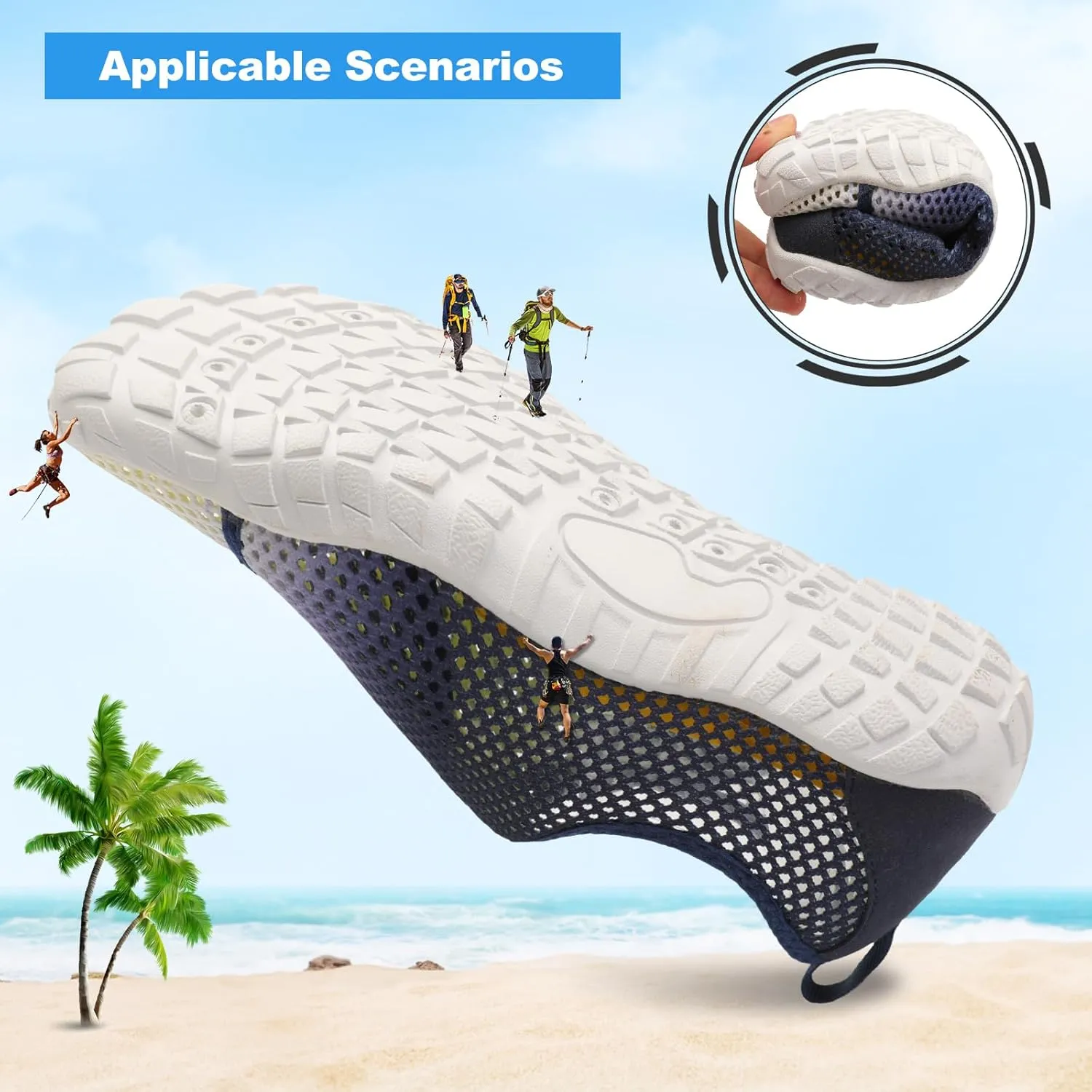 L-RUN Barefoot Water Shoes Women Mens Aqua Sock Athletic Hiking Water Sports Shoes for Swim Beach Pool Sand Diving Walking