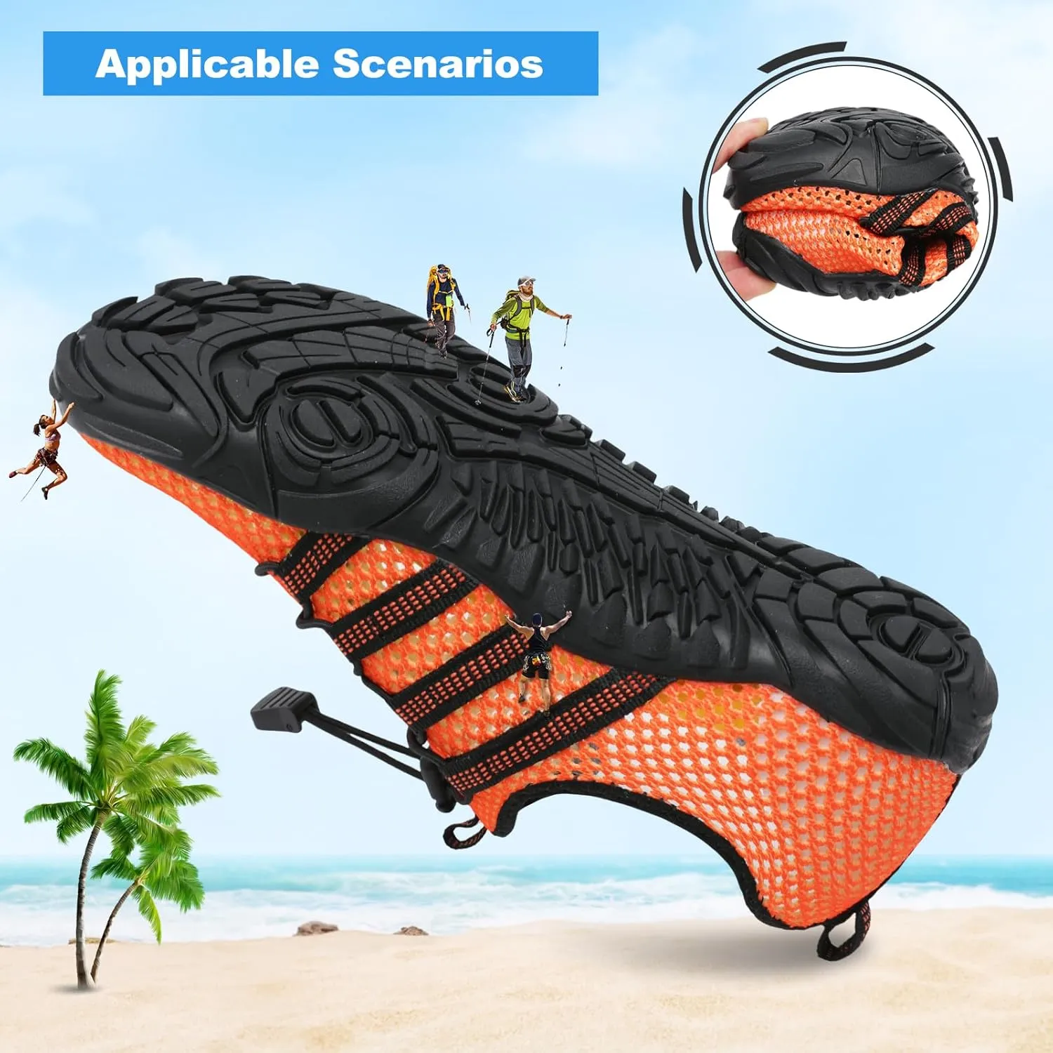 L-RUN Barefoot Water Shoes Women Mens Aqua Sock Athletic Hiking Water Sports Shoes for Swim Beach Pool Sand Diving Walking