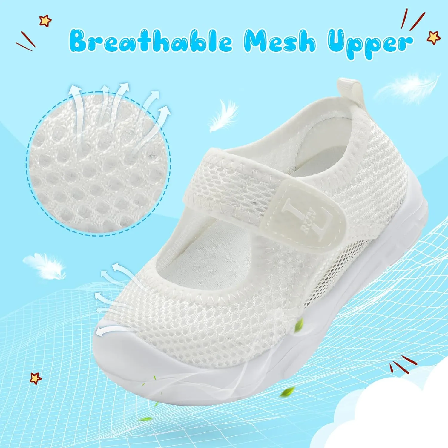 L-RUN Toddler Sandals Summer Boys Girls Adjustable Kids Sandal with Hook Loop Closed-Toe Lightweight Outdoor Sport Sandals