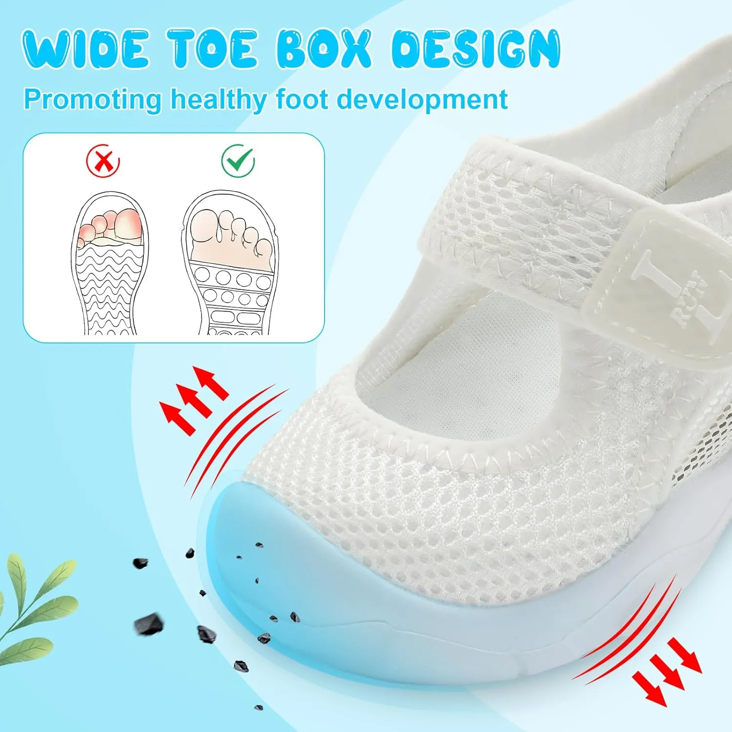 L-RUN Toddler Sandals Summer Boys Girls Adjustable Kids Sandal with Hook Loop Closed-Toe Lightweight Outdoor Sport Sandals
