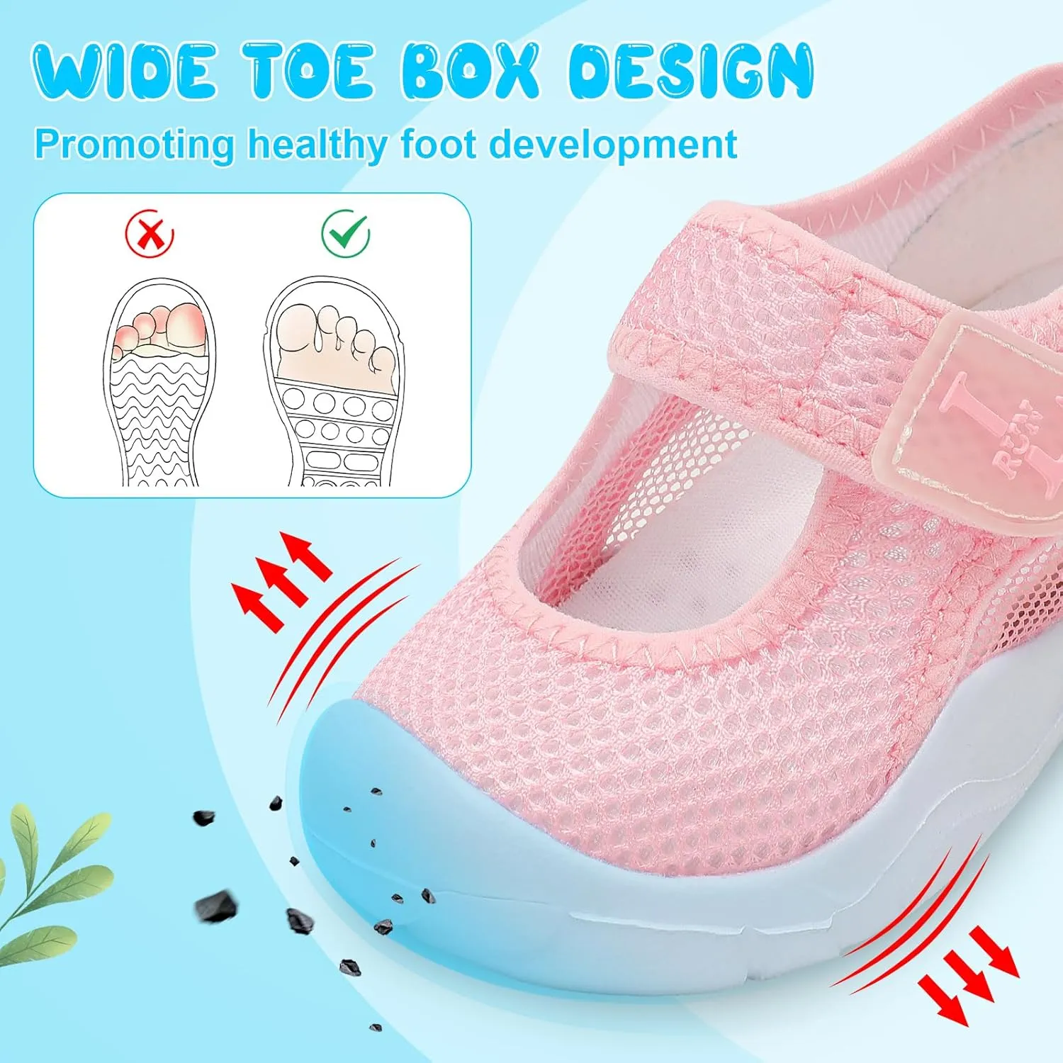 L-RUN Toddler Sandals Summer Boys Girls Adjustable Kids Sandal with Hook Loop Closed-Toe Lightweight Outdoor Sport Sandals