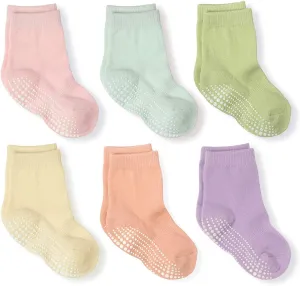 LA ACTIVE Non Slip Grip Ankle Boys and Girls Athletic Crew Socks for Babies Toddlers and Kids
