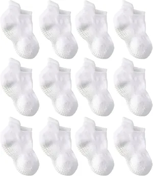 LA ACTIVE Non Slip Grip Ankle Boys and Girls Socks with Non Skid for Babies Toddlers and Kids Back to School