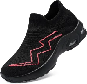 LARNMERN Steel Toe Sneakers for Women Slip On Safety Toe Work Shoes Air Cushion Walking Casual Shoes Lightweight Comfortable