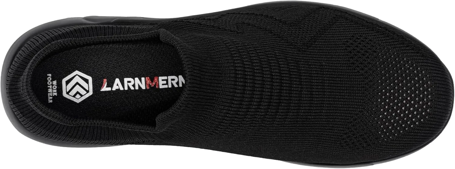 LARNMERN Steel Toe Sneakers for Women Slip On Safety Toe Work Shoes Air Cushion Walking Casual Shoes Lightweight Comfortable