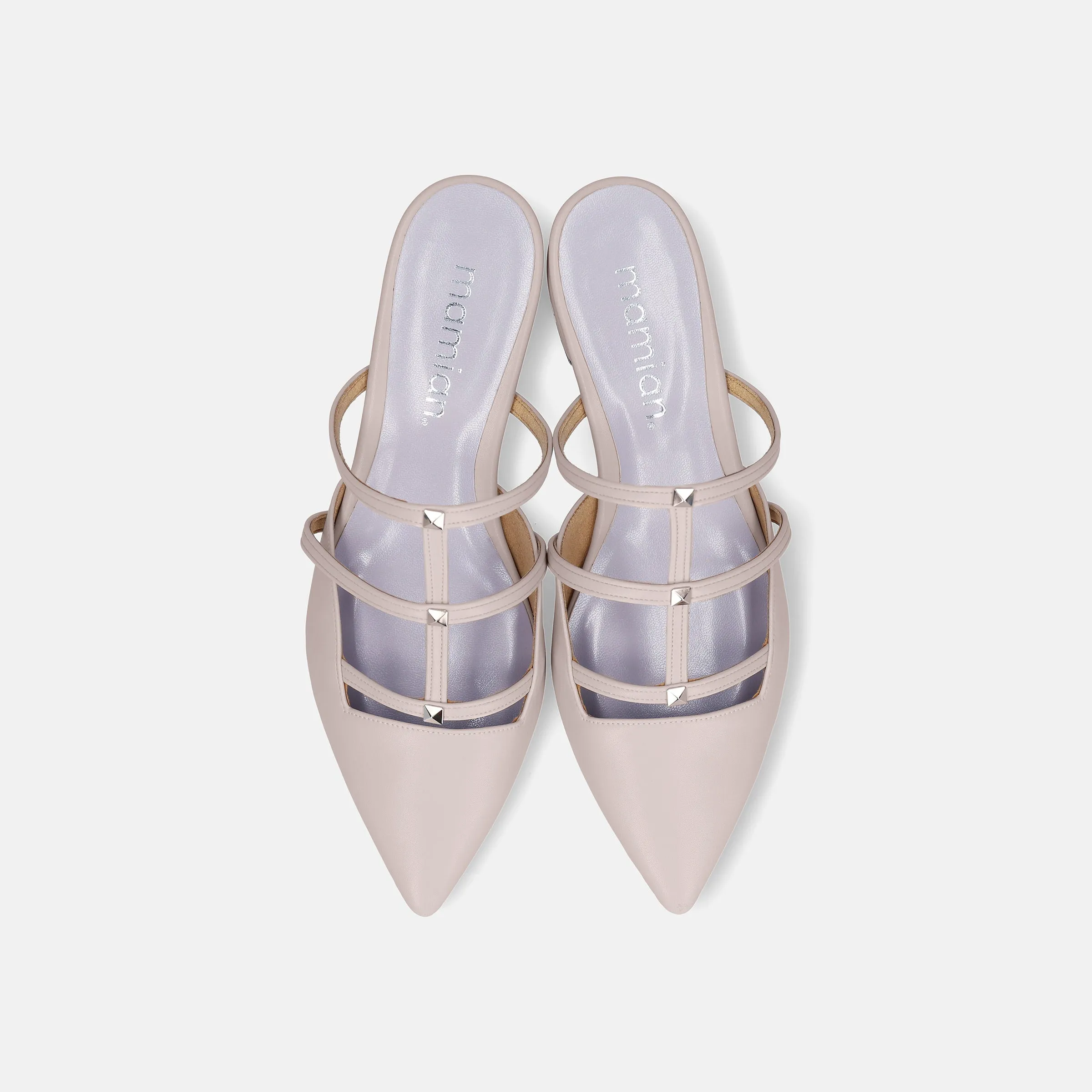 Last one 50% off: 2024SS: Stud design flat sandals (m17026) pink beige