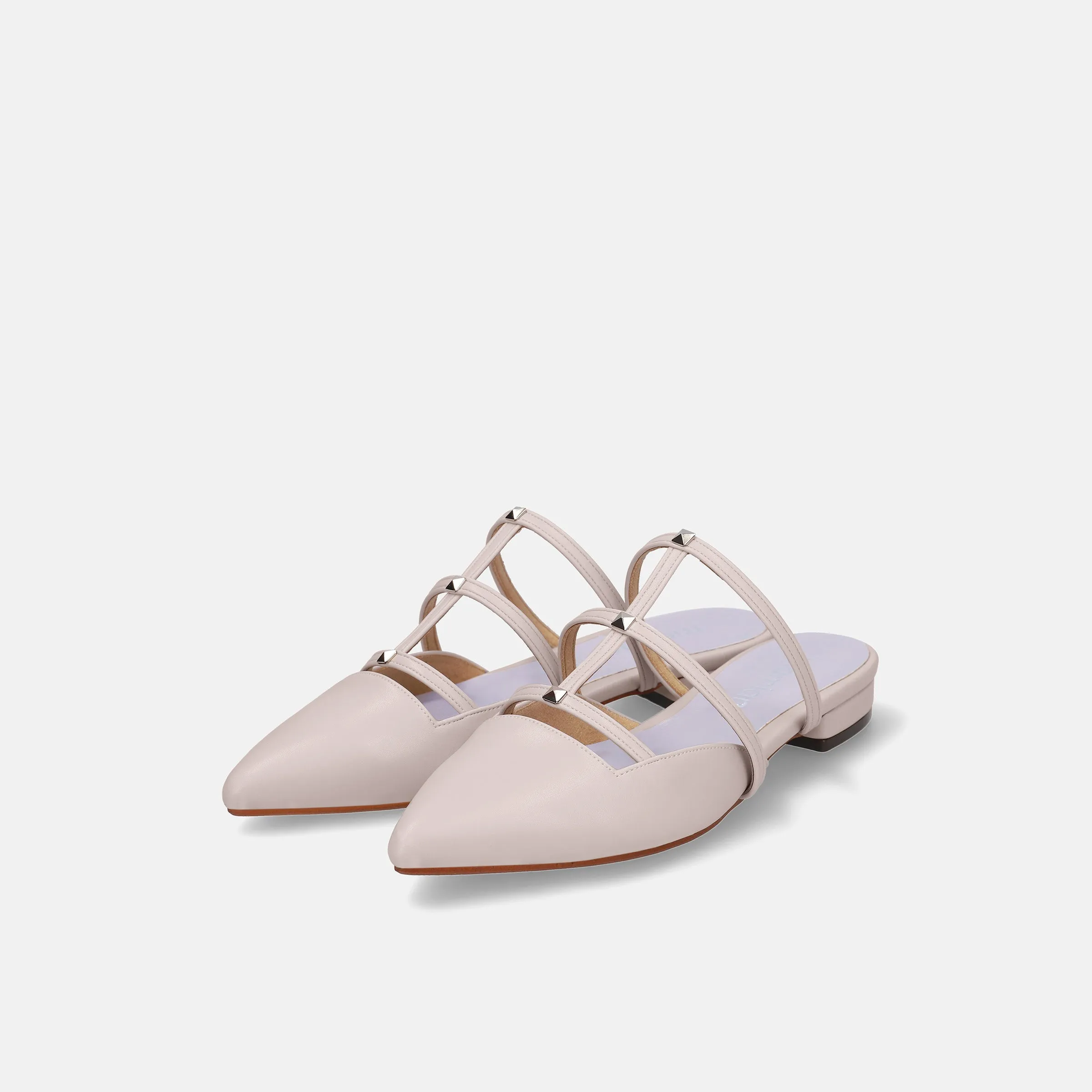 Last one 50% off: 2024SS: Stud design flat sandals (m17026) pink beige