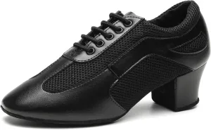 Latin Dance Shoes for Women Lace-up Ballroom Modern Salsa Teaching Practice Professional Performance Dance Shoes 1.5 Inch Low Heel