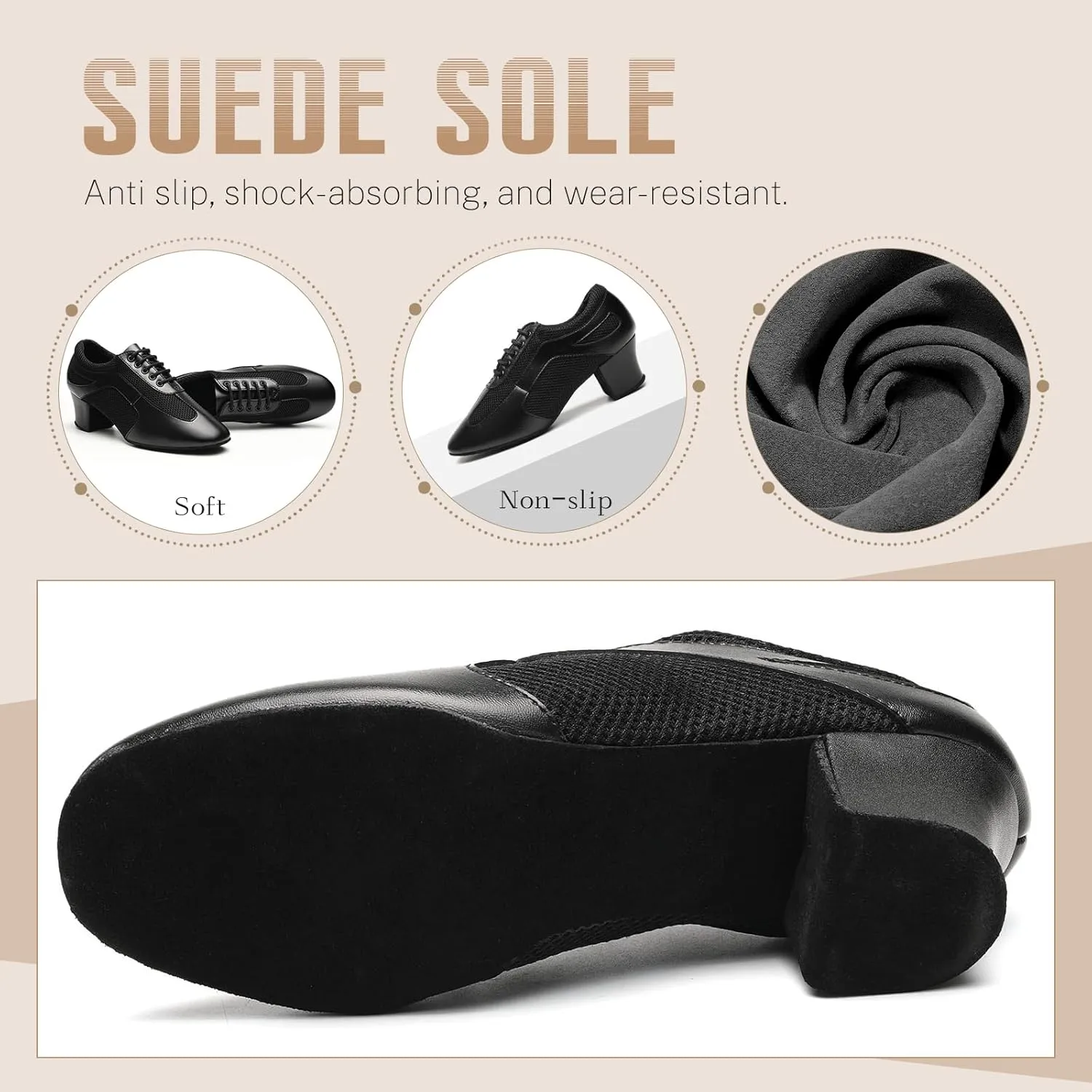 Latin Dance Shoes for Women Lace-up Ballroom Modern Salsa Teaching Practice Professional Performance Dance Shoes 1.5 Inch Low Heel