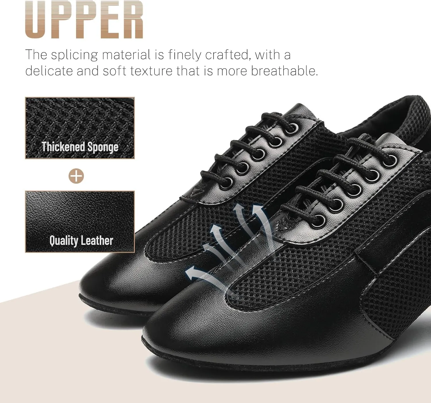 Latin Dance Shoes for Women Lace-up Ballroom Modern Salsa Teaching Practice Professional Performance Dance Shoes 1.5 Inch Low Heel