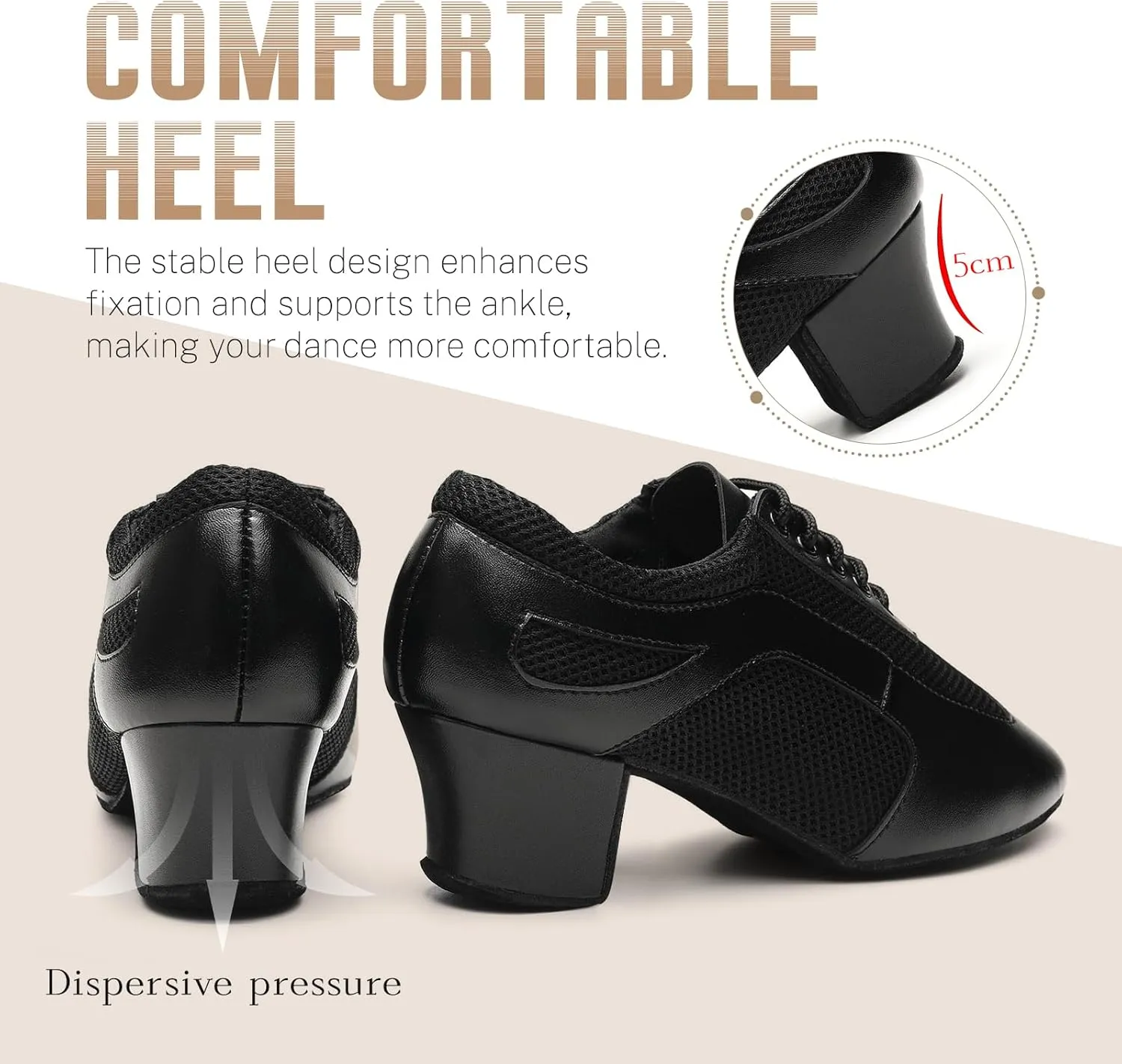 Latin Dance Shoes for Women Lace-up Ballroom Modern Salsa Teaching Practice Professional Performance Dance Shoes 1.5 Inch Low Heel