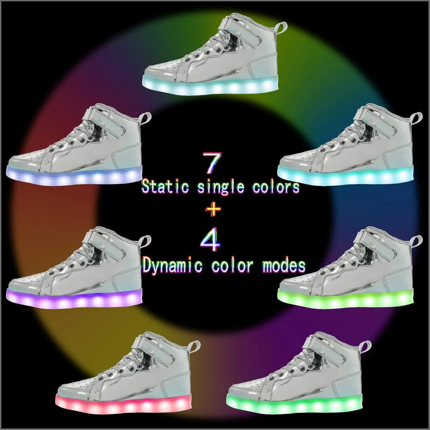 LED Light Up High Top Sneakers Flashing Shoes for Women Men Teens with USB Charging Glowing Luminous Shoes