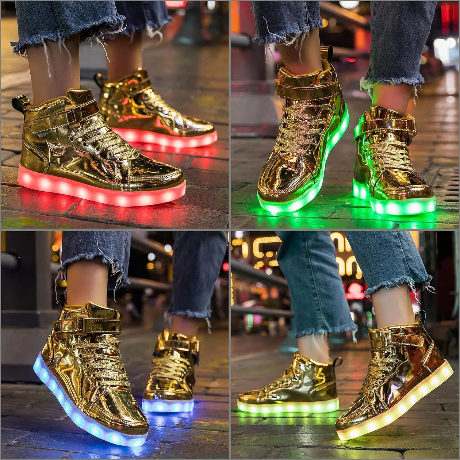 LED Light Up High Top Sneakers Flashing Shoes for Women Men Teens with USB Charging Glowing Luminous Shoes