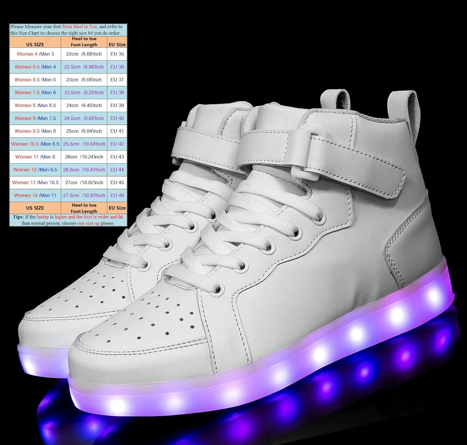 LED Light Up High Top Sneakers Flashing Shoes for Women Men Teens with USB Charging Glowing Luminous Shoes