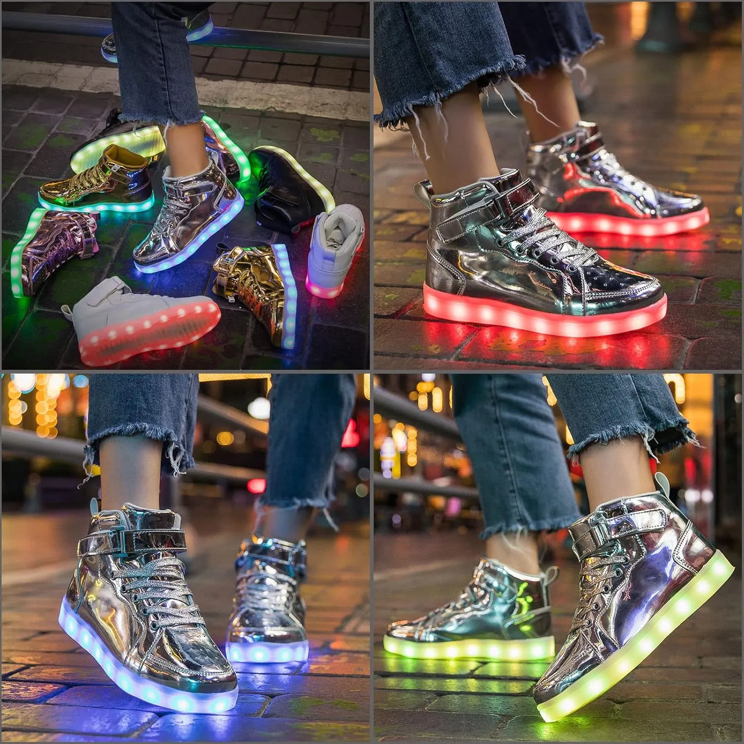 LED Light Up High Top Sneakers Flashing Shoes for Women Men Teens with USB Charging Glowing Luminous Shoes
