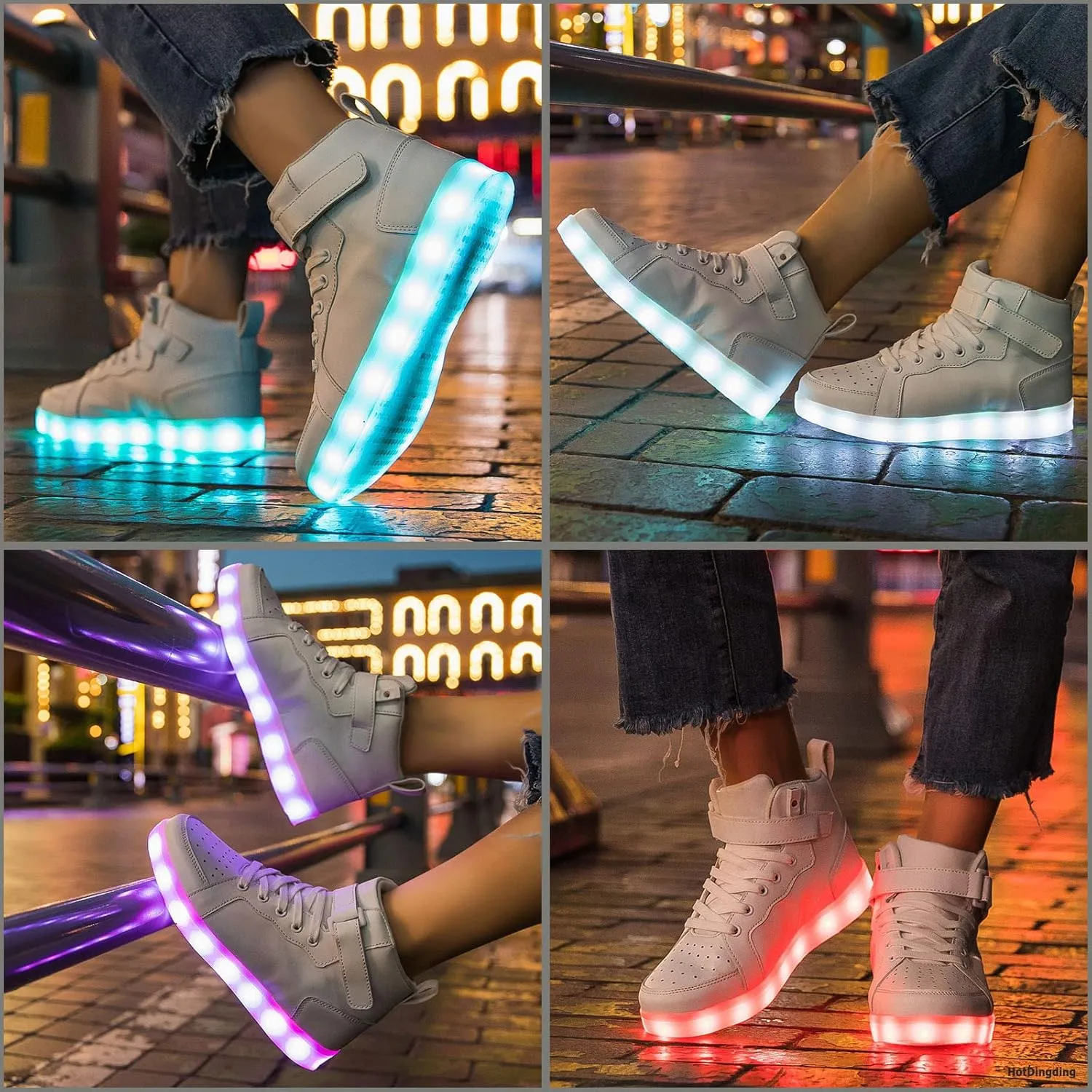 LED Light Up High Top Sneakers Flashing Shoes for Women Men Teens with USB Charging Glowing Luminous Shoes