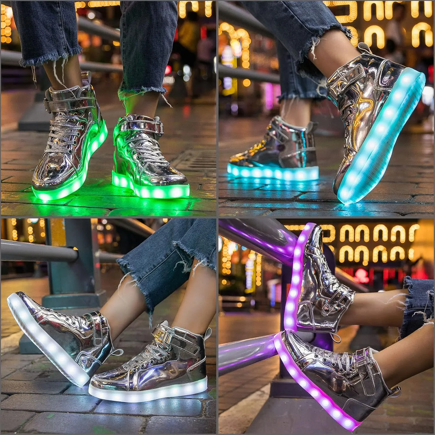 LED Light Up High Top Sneakers Flashing Shoes for Women Men Teens with USB Charging Glowing Luminous Shoes
