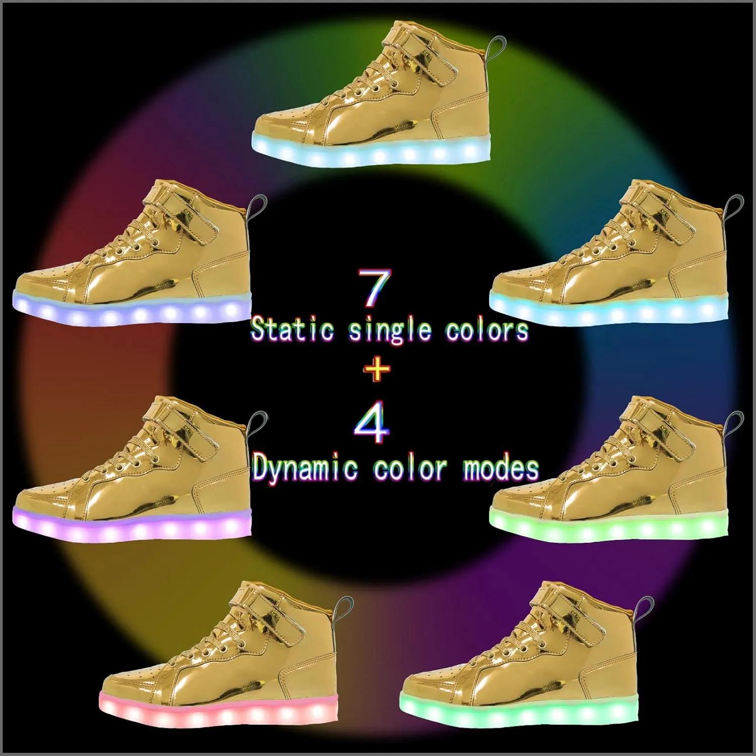 LED Light Up High Top Sneakers Flashing Shoes for Women Men Teens with USB Charging Glowing Luminous Shoes