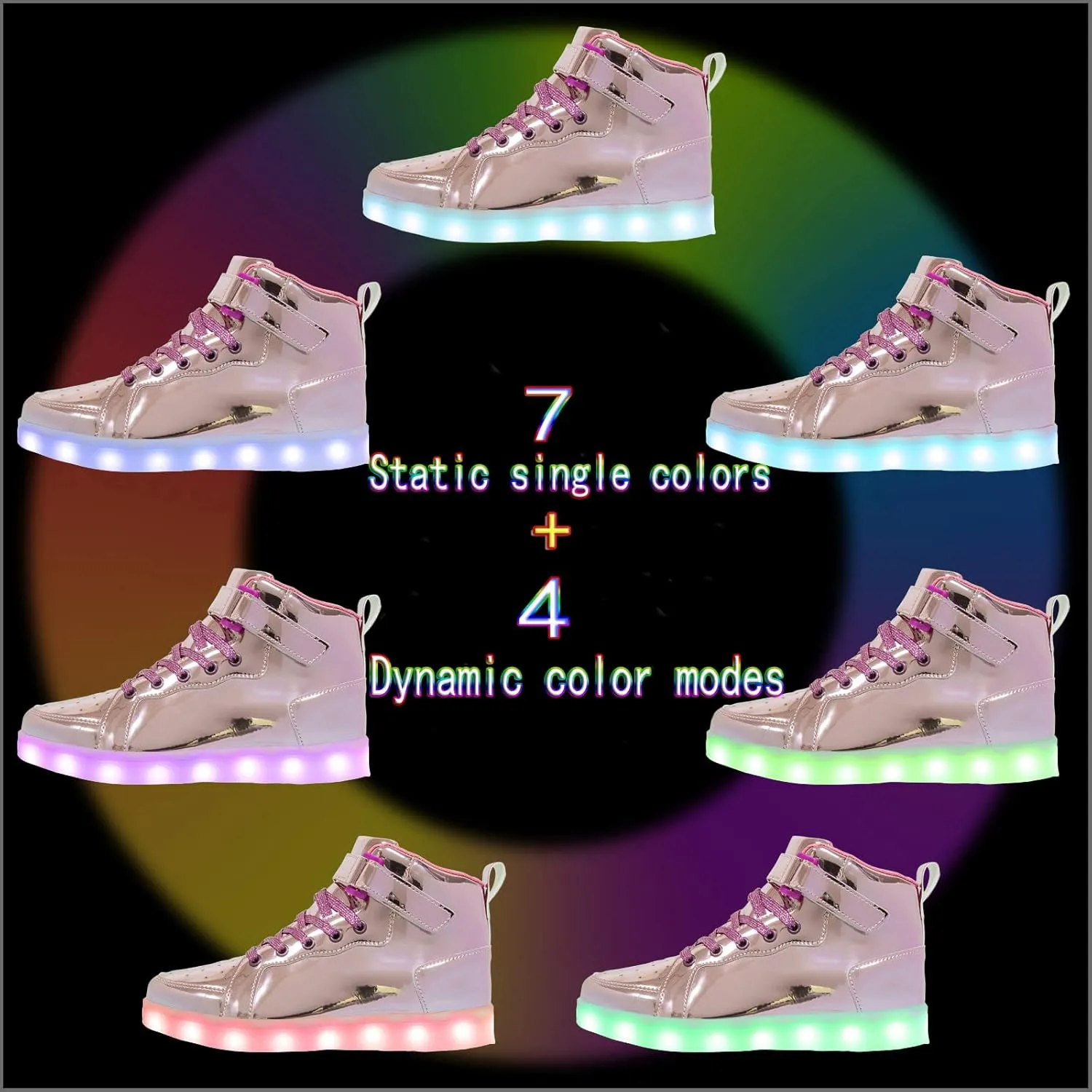 LED Light Up High Top Sneakers Flashing Shoes for Women Men Teens with USB Charging Glowing Luminous Shoes