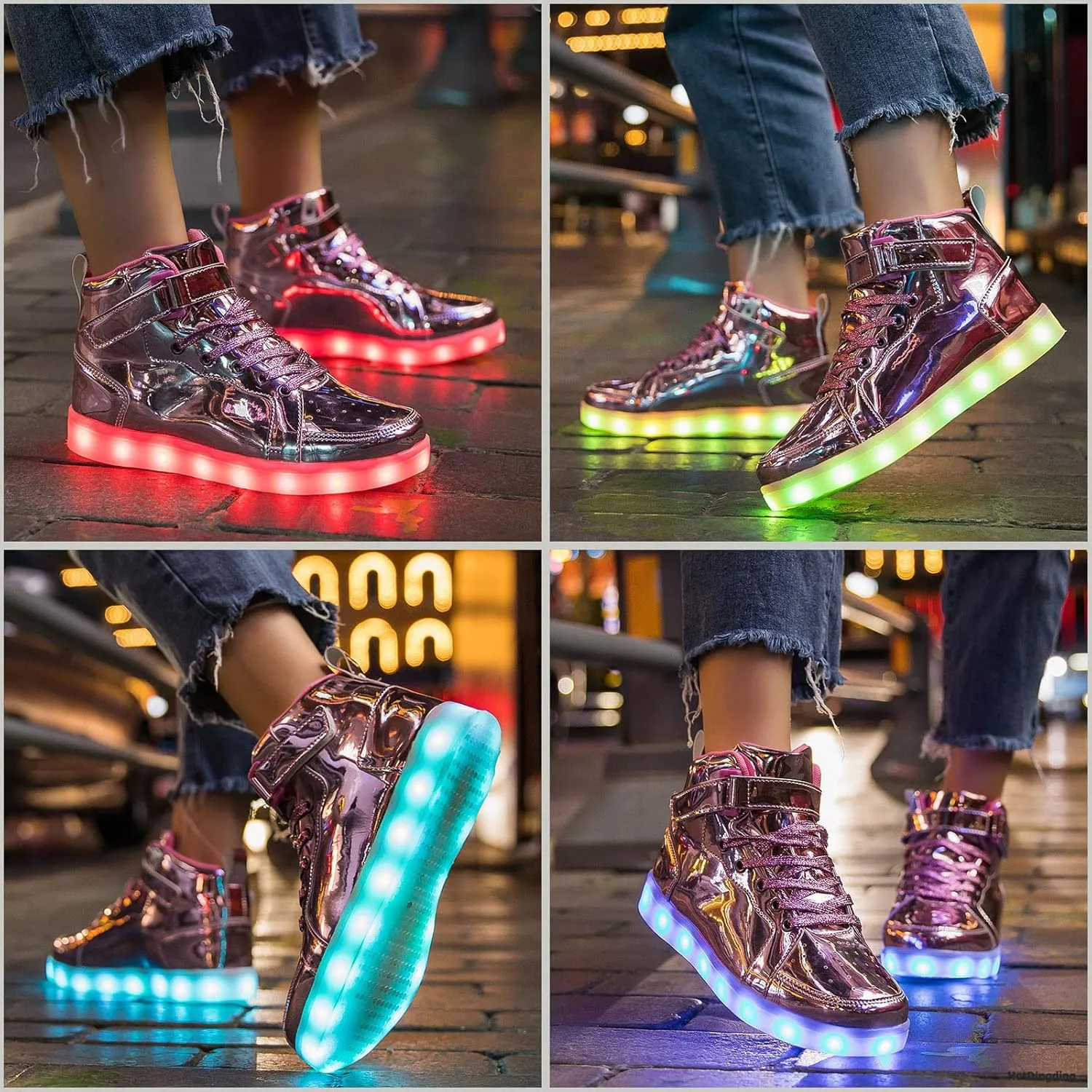 LED Light Up High Top Sneakers Flashing Shoes for Women Men Teens with USB Charging Glowing Luminous Shoes