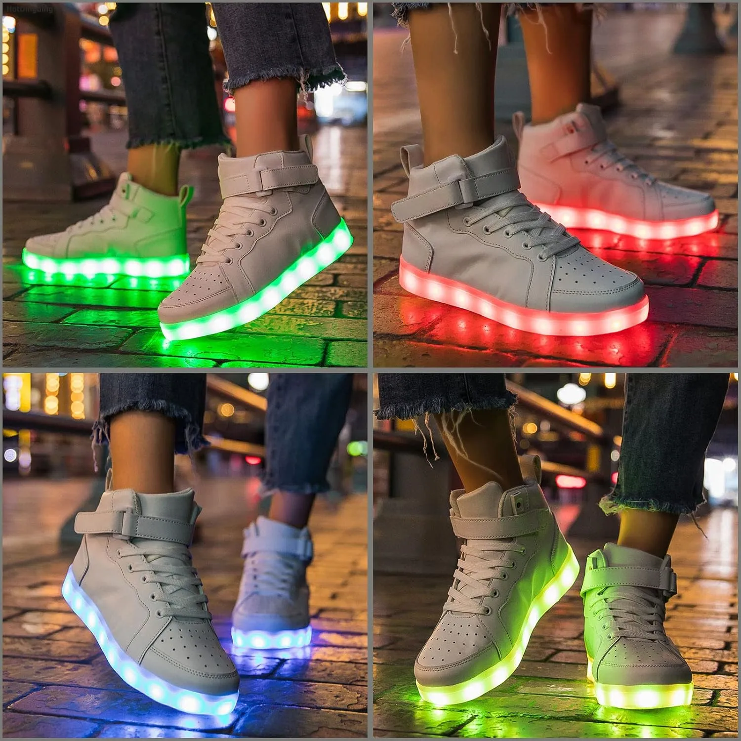 LED Light Up High Top Sneakers Flashing Shoes for Women Men Teens with USB Charging Glowing Luminous Shoes