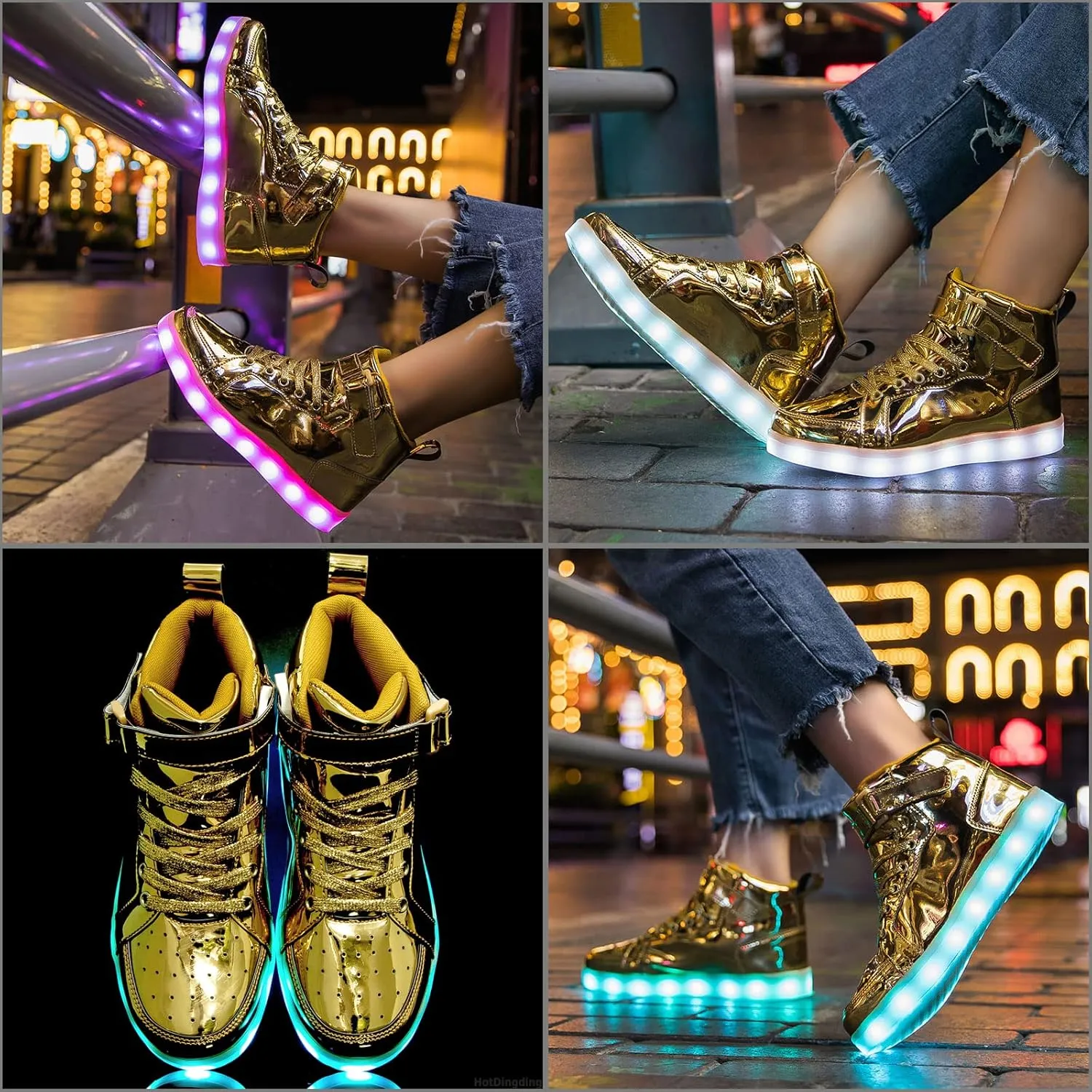LED Light Up High Top Sneakers Flashing Shoes for Women Men Teens with USB Charging Glowing Luminous Shoes