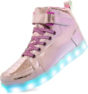 LED Light Up High Top Sneakers Flashing Shoes for Women Men Teens with USB Charging Glowing Luminous Shoes
