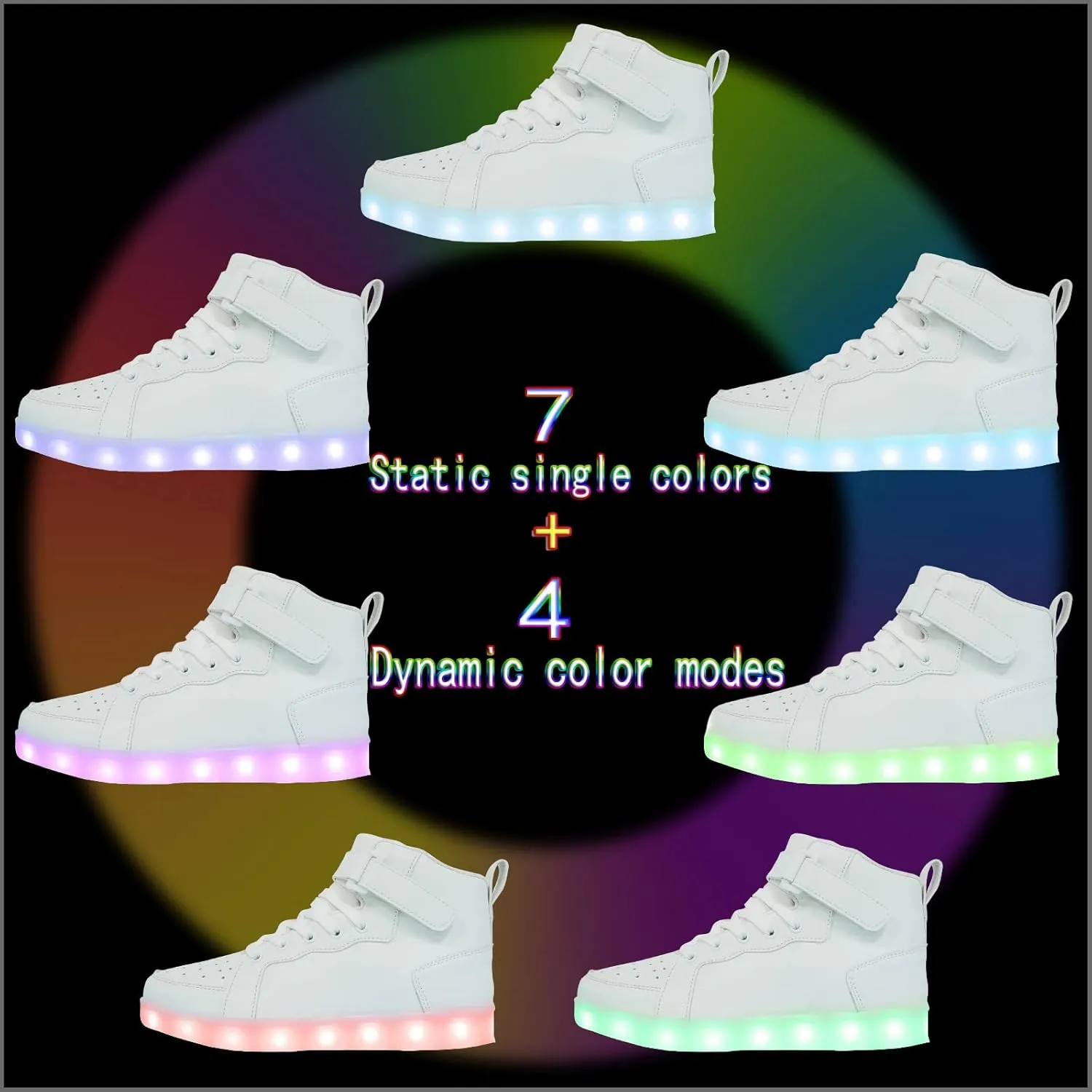 LED Light Up High Top Sneakers Flashing Shoes for Women Men Teens with USB Charging Glowing Luminous Shoes