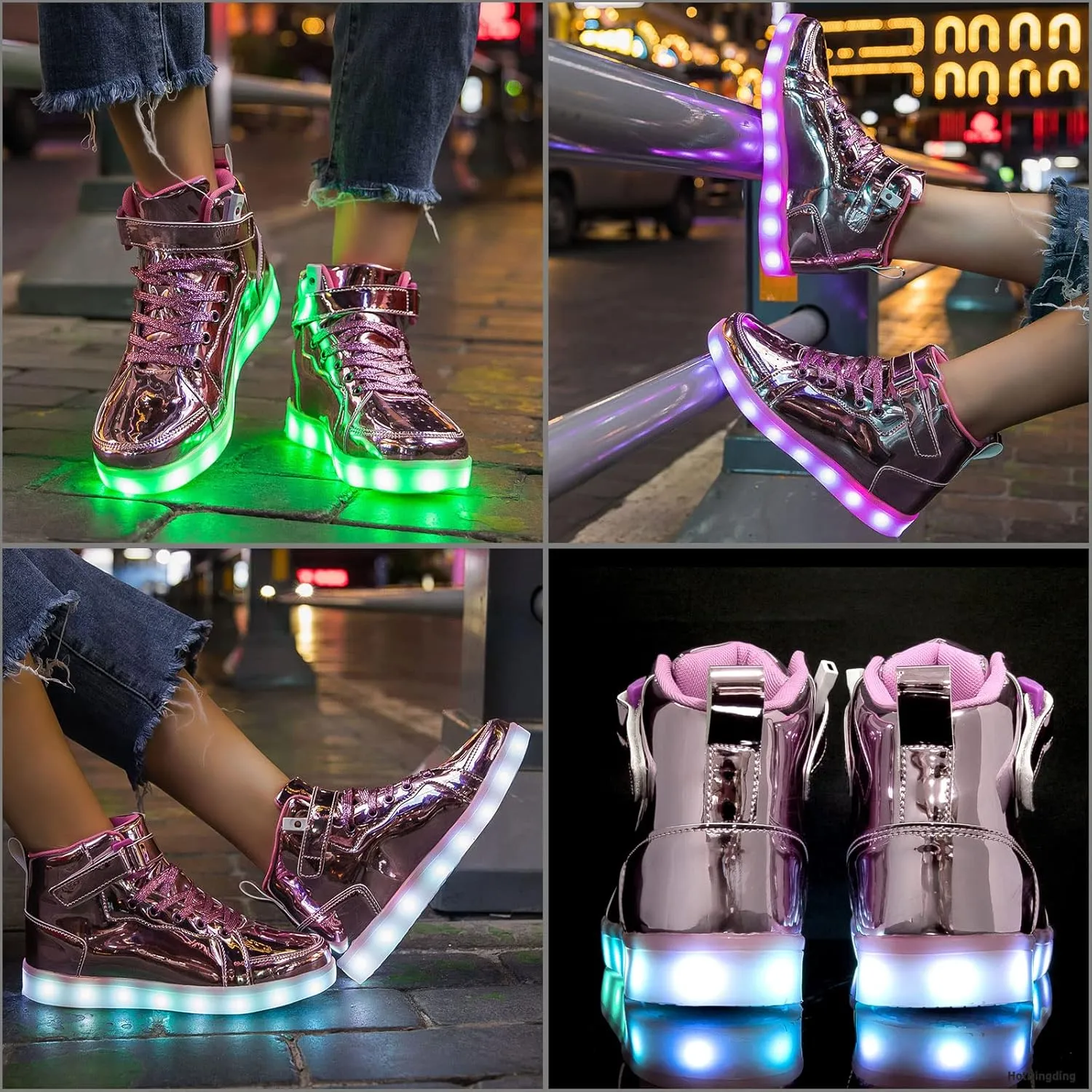 LED Light Up High Top Sneakers Flashing Shoes for Women Men Teens with USB Charging Glowing Luminous Shoes