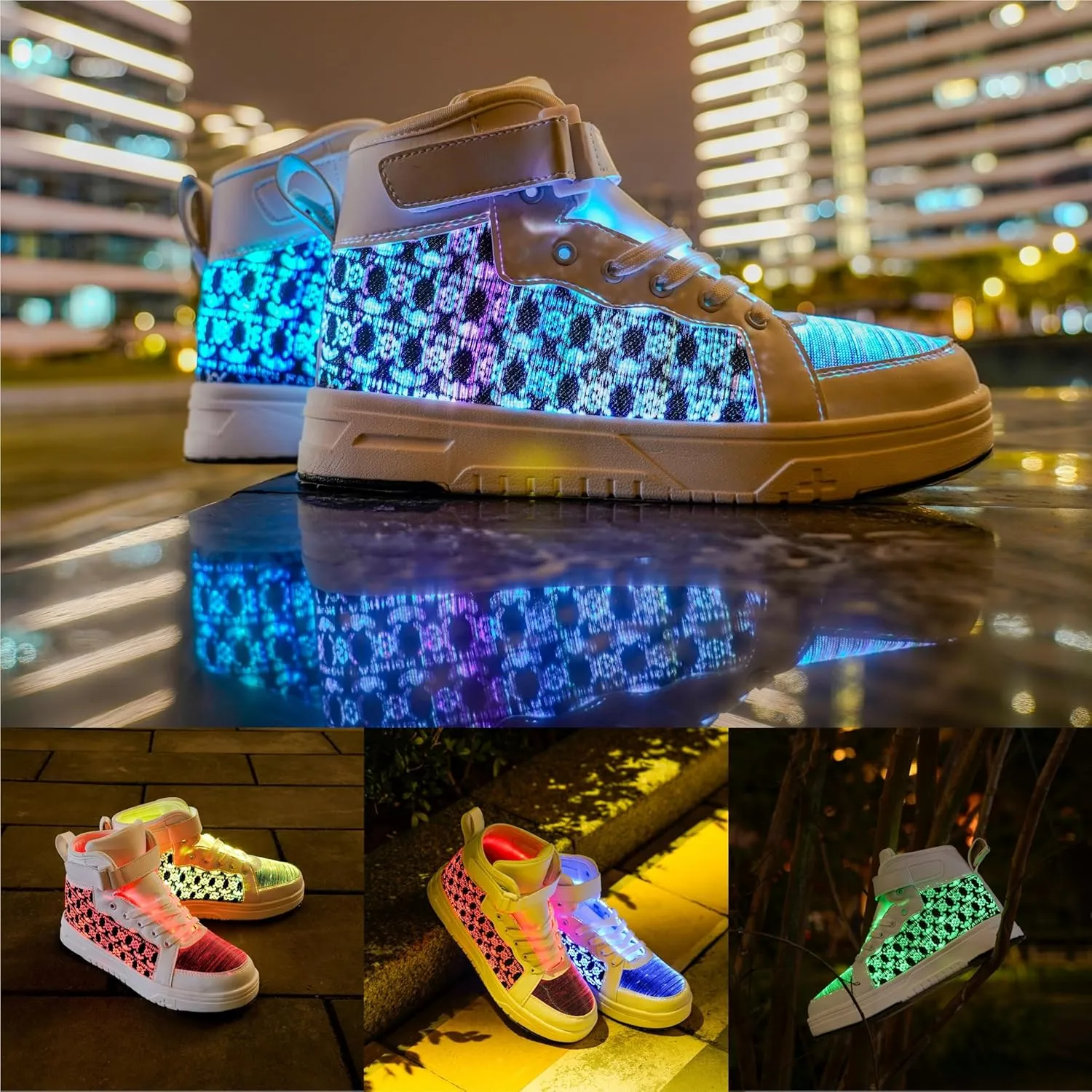 Led Light Up Shoes High Top Sneakers for Women Men Hip-Hop Dancing Shoes for Halloween Christmas Party with USB Charging