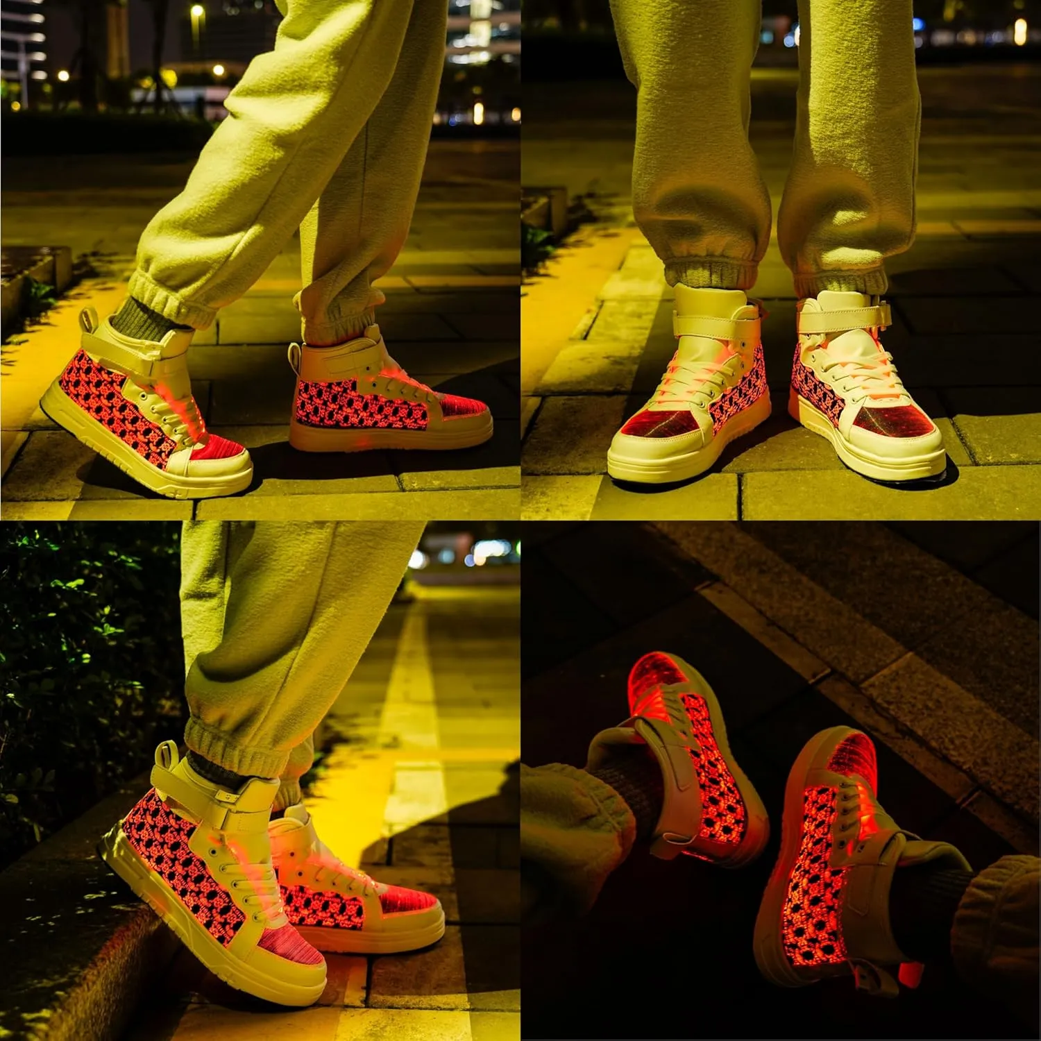 Led Light Up Shoes High Top Sneakers for Women Men Hip-Hop Dancing Shoes for Halloween Christmas Party with USB Charging