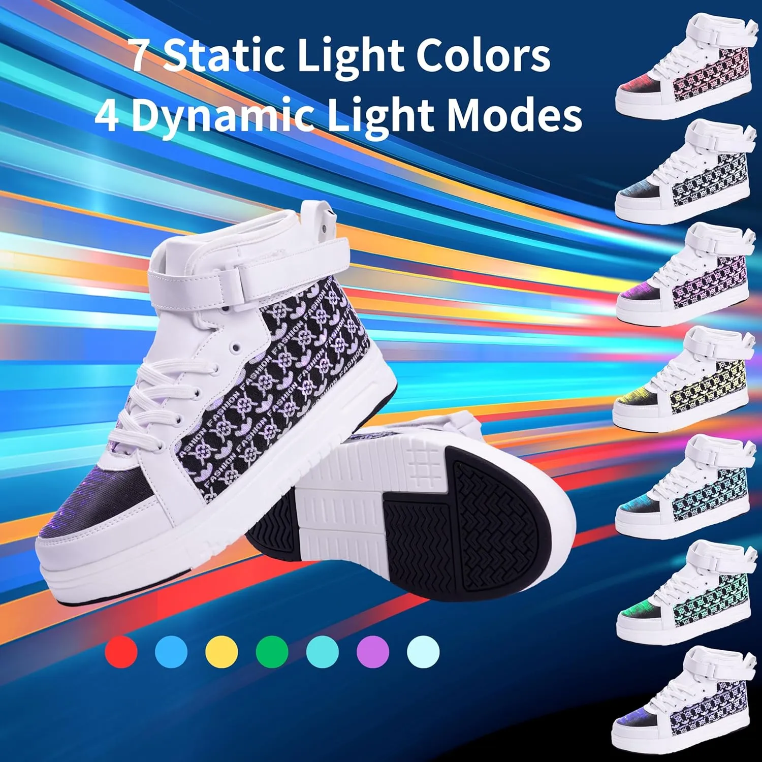 Led Light Up Shoes High Top Sneakers for Women Men Hip-Hop Dancing Shoes for Halloween Christmas Party with USB Charging