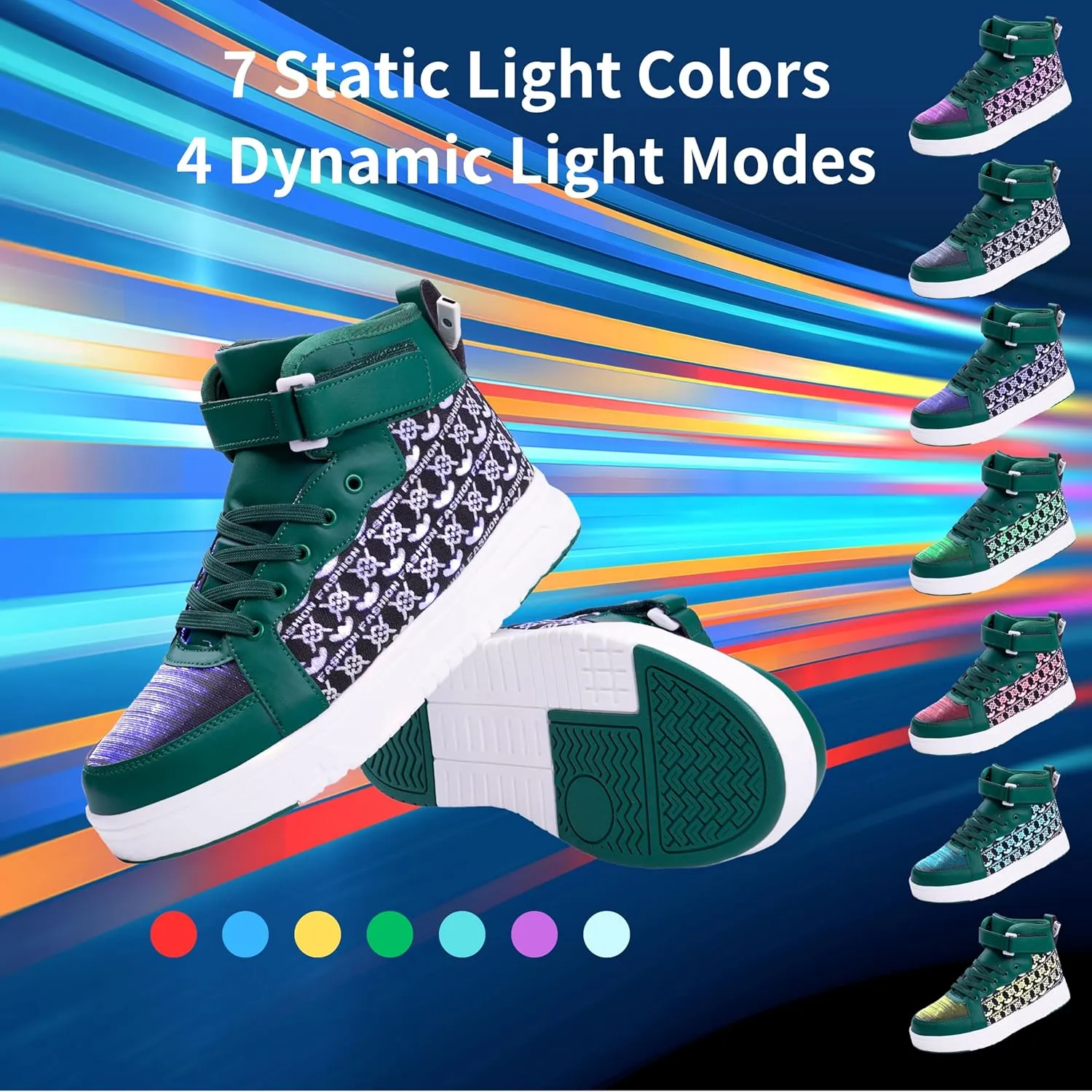 Led Light Up Shoes High Top Sneakers for Women Men Hip-Hop Dancing Shoes for Halloween Christmas Party with USB Charging