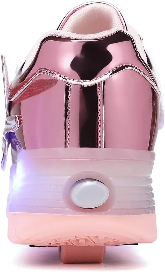 LED Roller Skate Shoes for Kids Boys Girls Light Up Roller Sneakers with Detachable Wheels Rechargeable Flashing Wheeled Shoes