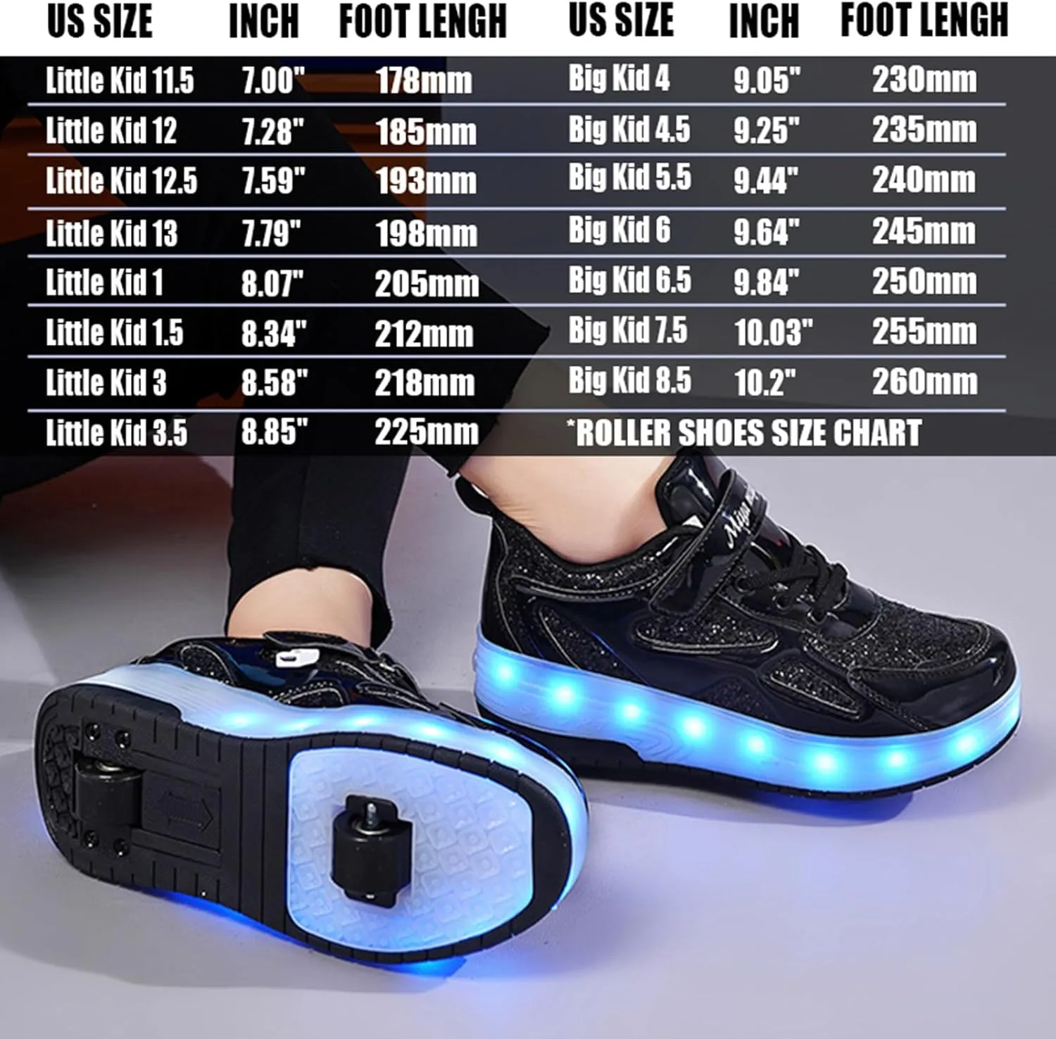 LED Roller Skate Shoes for Kids Boys Girls Light Up Roller Sneakers with Detachable Wheels Rechargeable Flashing Wheeled Shoes