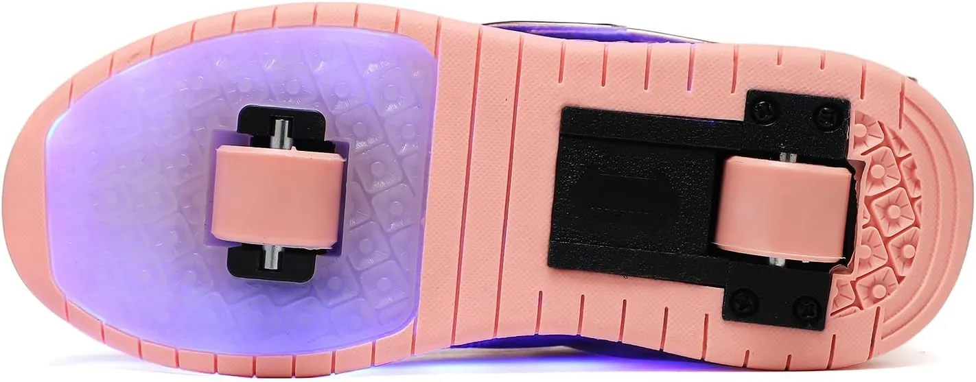 LED Roller Skate Shoes for Kids Boys Girls Light Up Roller Sneakers with Detachable Wheels Rechargeable Flashing Wheeled Shoes