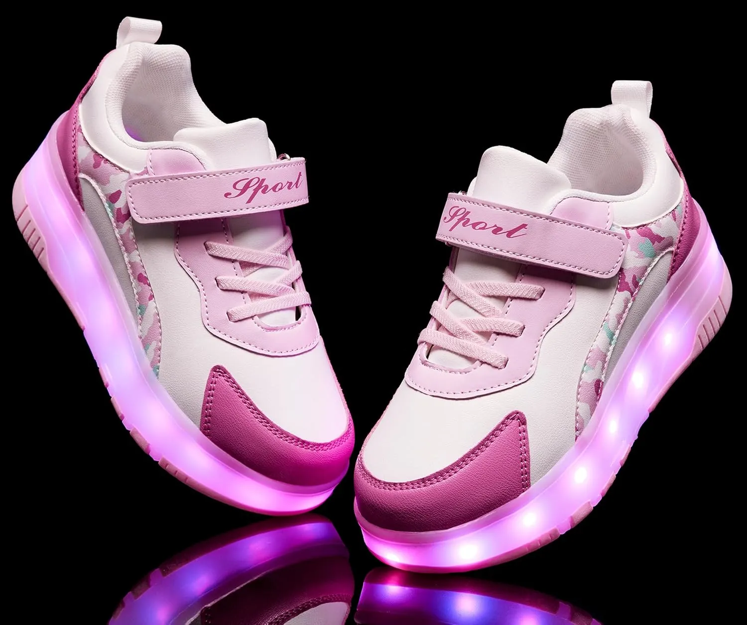 LED Roller Skates Shoes 4 Wheel Skating for Kids 5-15 Years -12 Light Modes Boys Girls Light Up Sneakers for Birthday