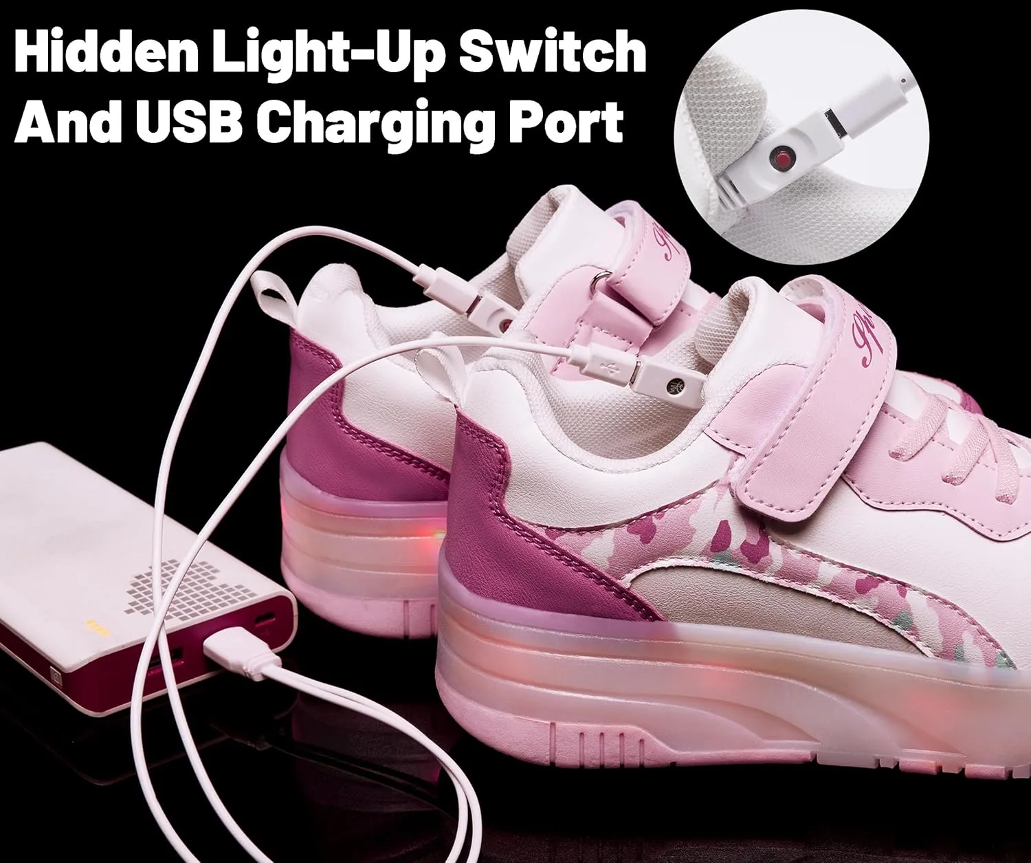 LED Roller Skates Shoes 4 Wheel Skating for Kids 5-15 Years -12 Light Modes Boys Girls Light Up Sneakers for Birthday